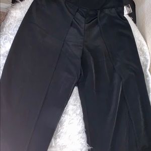 Black Silky Loose Fitted Slit Pants